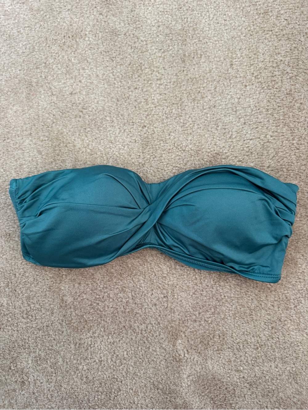 Teal Twist-Front Bandeau Bikini Top